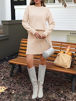 Amazon.com: Tankaneo Womens Skirt 2 Piece Sweater Set Long